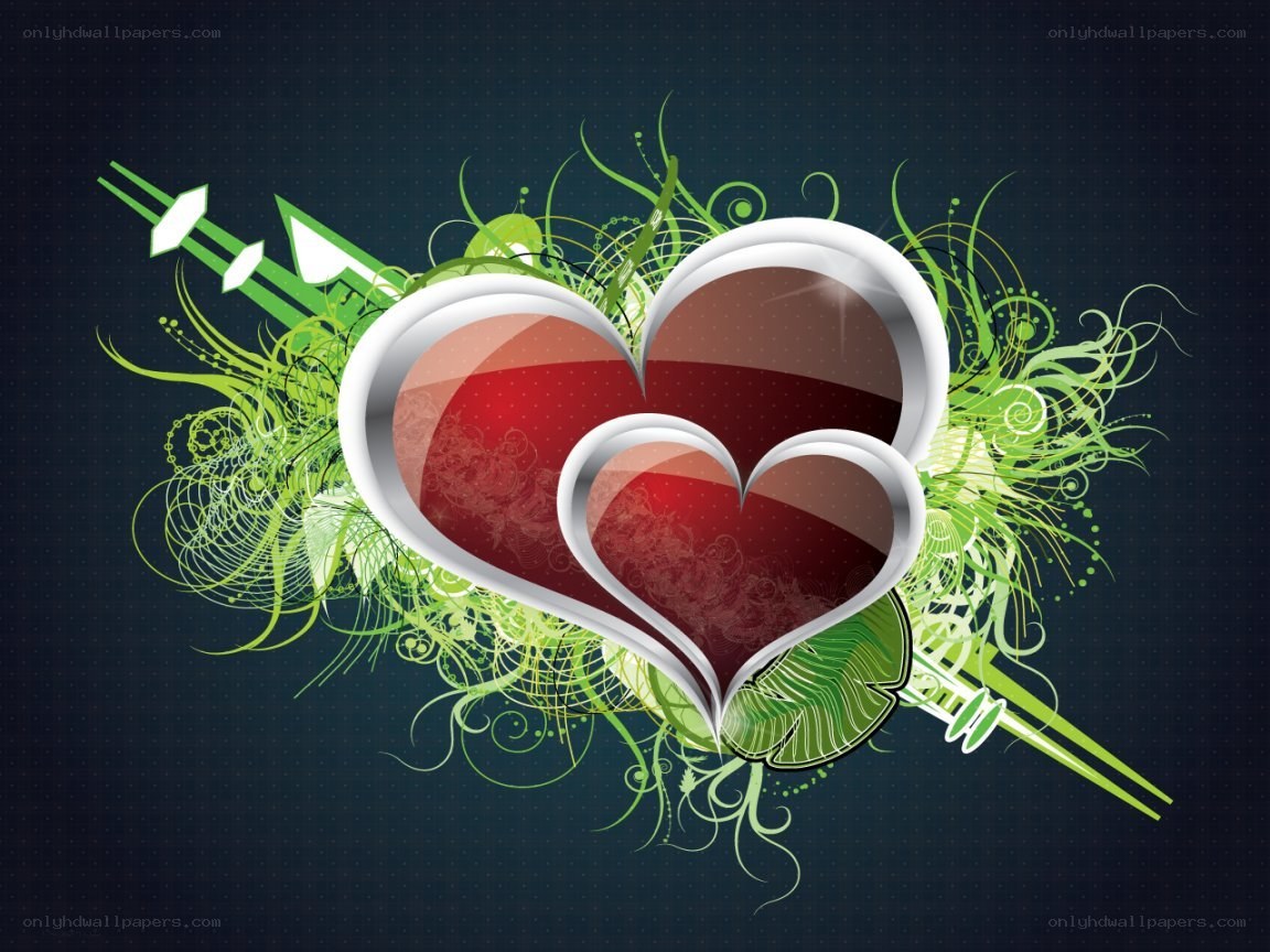 heart with green swirls