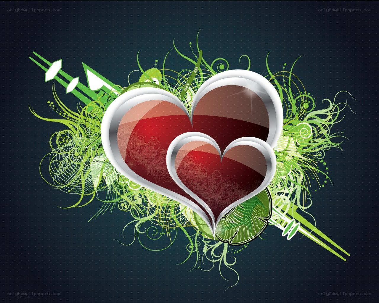 heart with green swirls