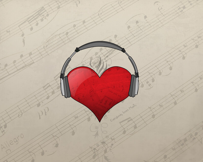 Heart with Headphones — Red, Calm