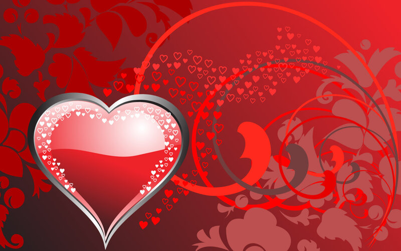 Heart with Heart Pattern — Red, Romantic, Vector Art, Hearts, Flowers