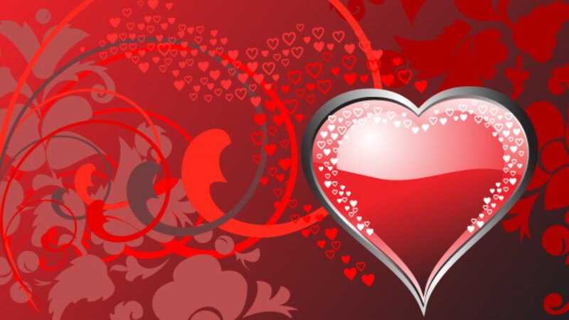 Heart with Heart Pattern — Red, Romantic, Vector Art