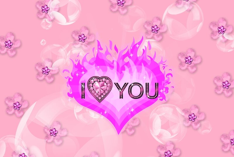 Heart with I Love You Text — Pink