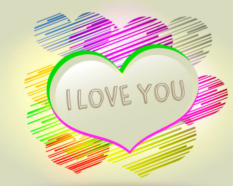 Heart with I LOVE YOU Text — White