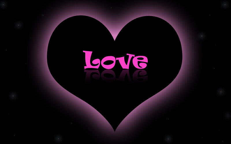 Heart with Love Text — Black