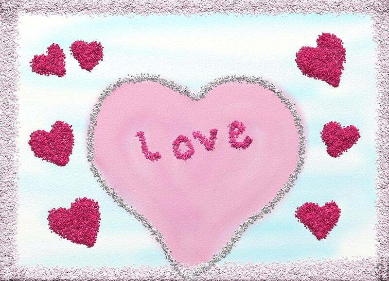 Heart with Love Text — Pink, Romantic