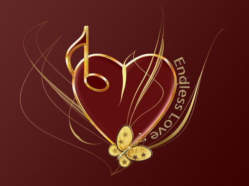 heart with music note and butterfly