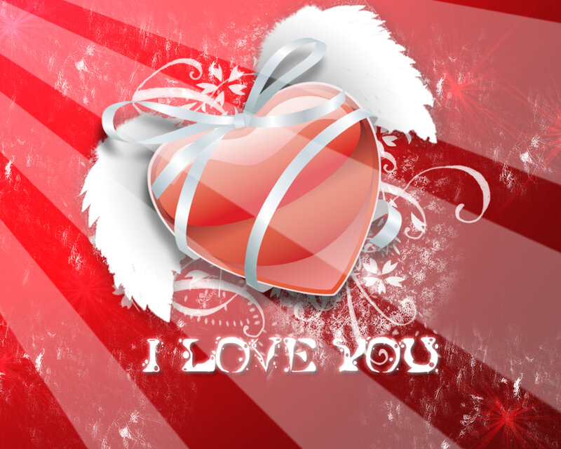 heart with ribbon and wings