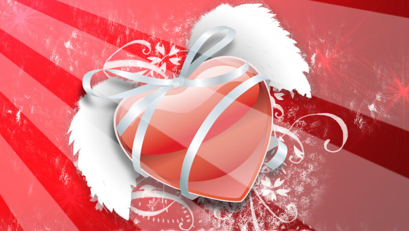 Heart with Ribbon — Red, Festive