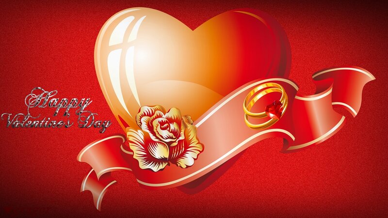 Heart with Rings and Rose