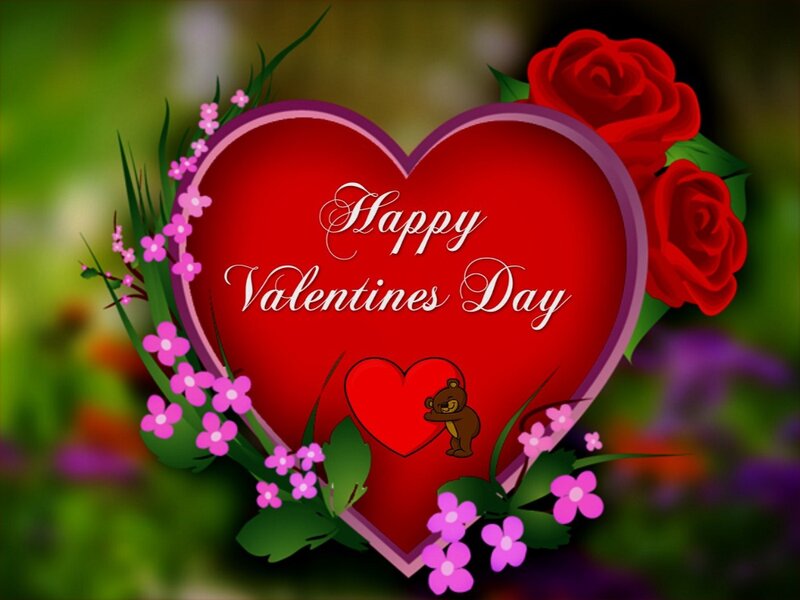 Heart with Roses and Bear