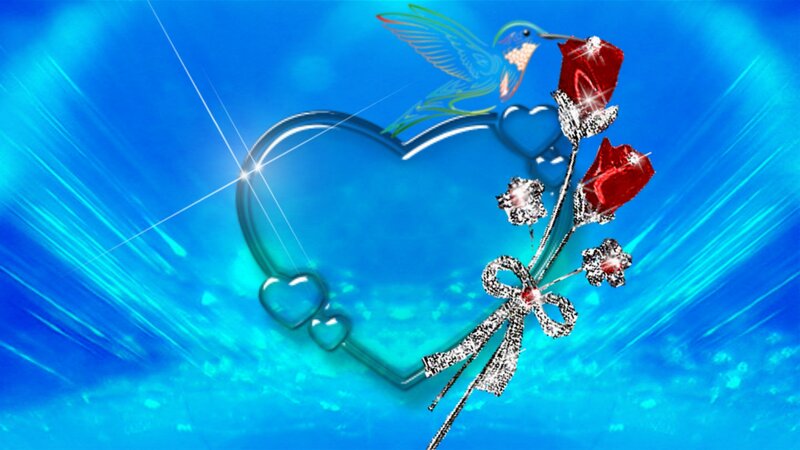 Heart with Roses and Bird