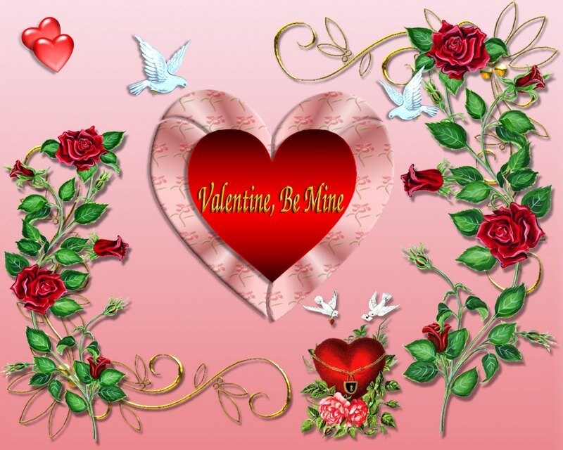 Heart with Roses and Doves