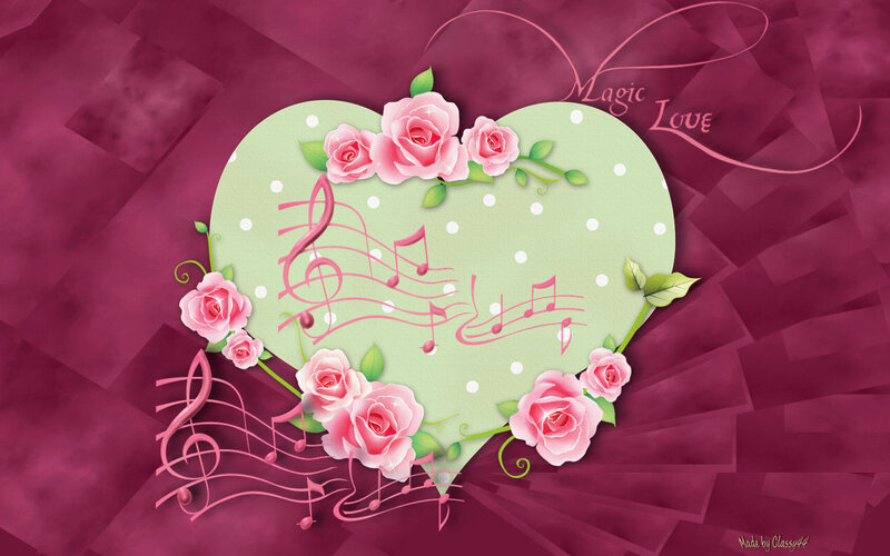 Heart with Roses and Music