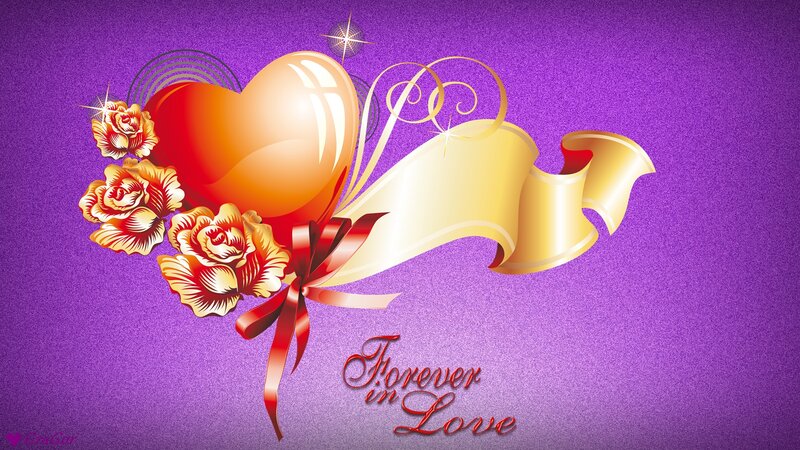 Heart with Roses and Ribbon — Purple