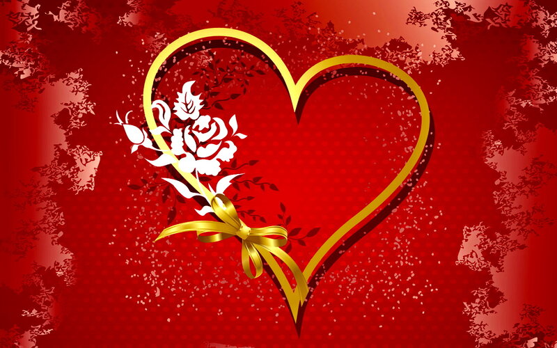 Heart with Roses and Ribbon — Red