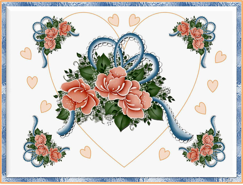 Heart with Roses and Ribbons