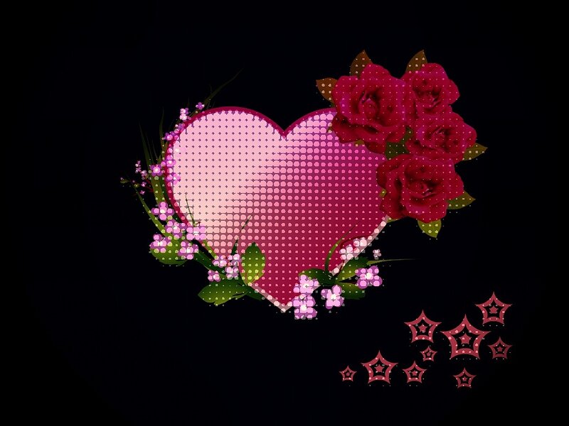 Heart with Roses and Stars