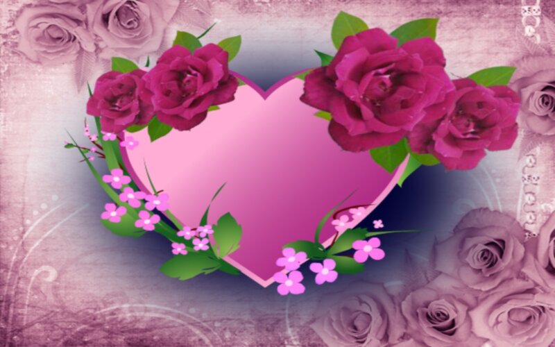 Heart with Roses — Pink, Romantic