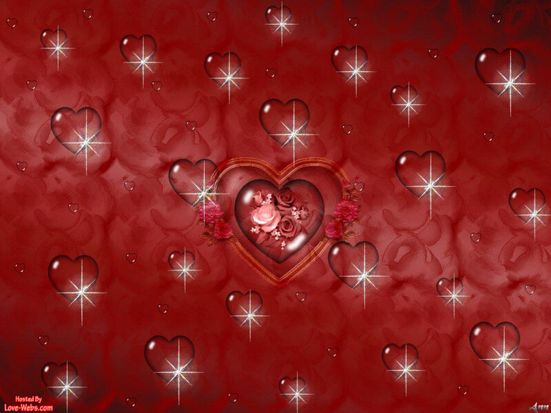 Heart with Roses — Red, Romantic, Digital Art, Hearts, Sparkles