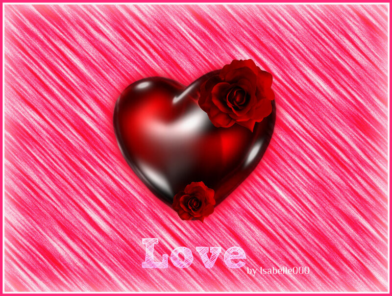 Heart with Roses — Red, Romantic, Digital Art, Text