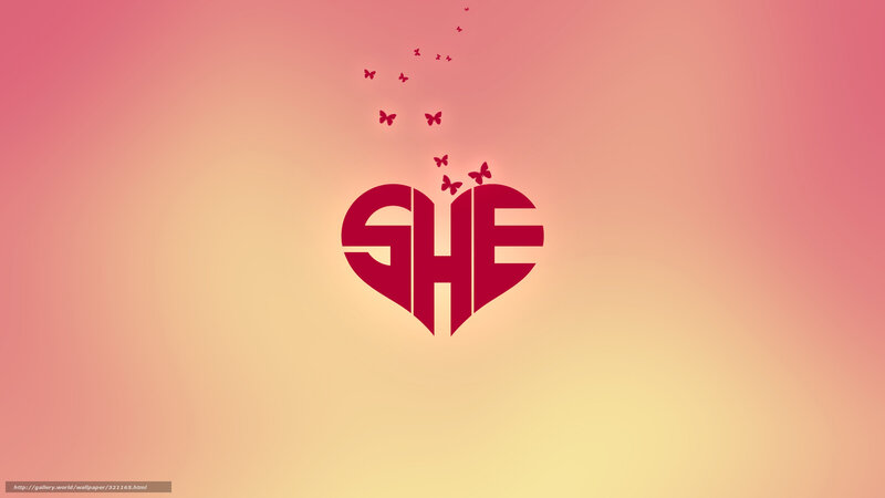 Heart with SHE text and butterflies