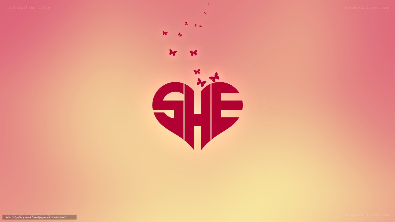 Heart with SHE text and butterflies