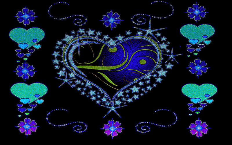 Heart with Stars and Flowers