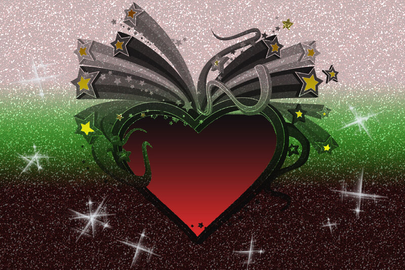 Heart with Stars and Ribbons