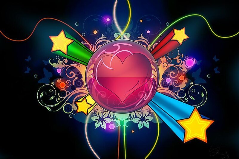Heart with Stars and Swirls