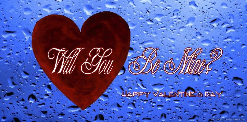 Heart with Text on Wet Glass
