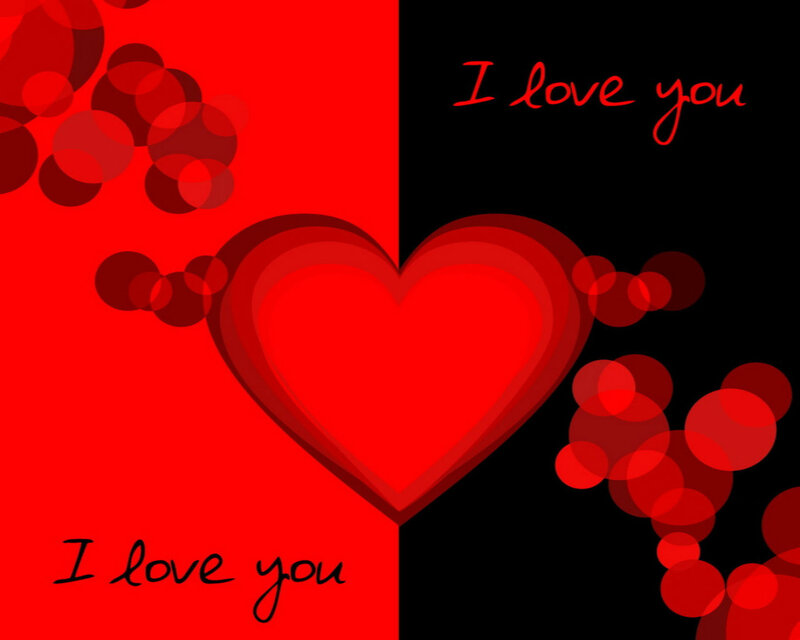 Heart with Text — Red, Romantic, Digital Art, Circles