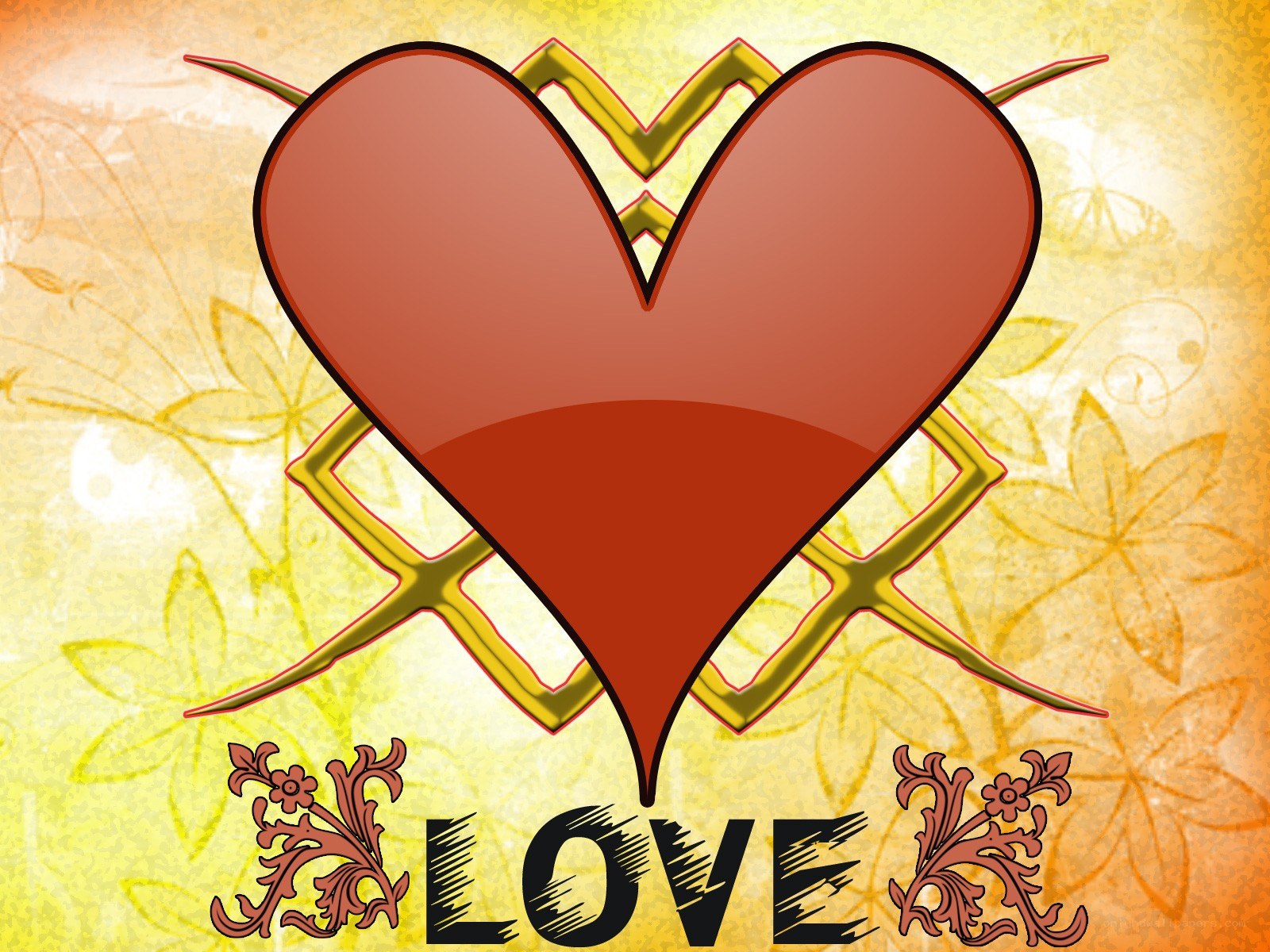 Heart with thorns and love text