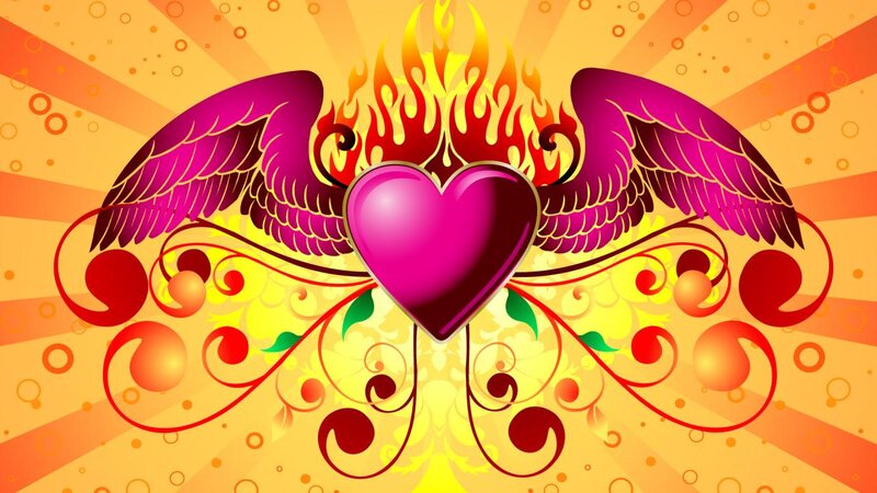 Heart with Wings and Flames