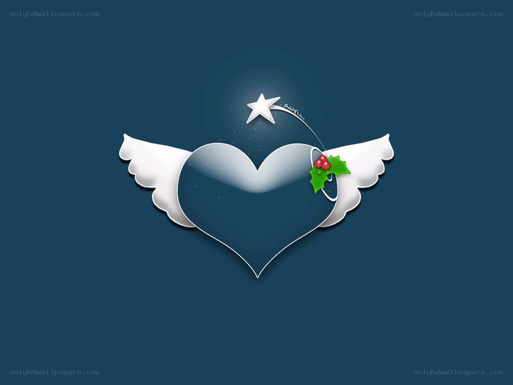 heart with wings and holly