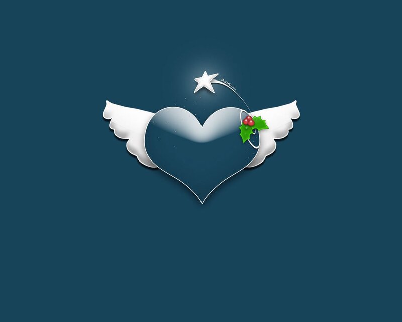 heart with wings and holly