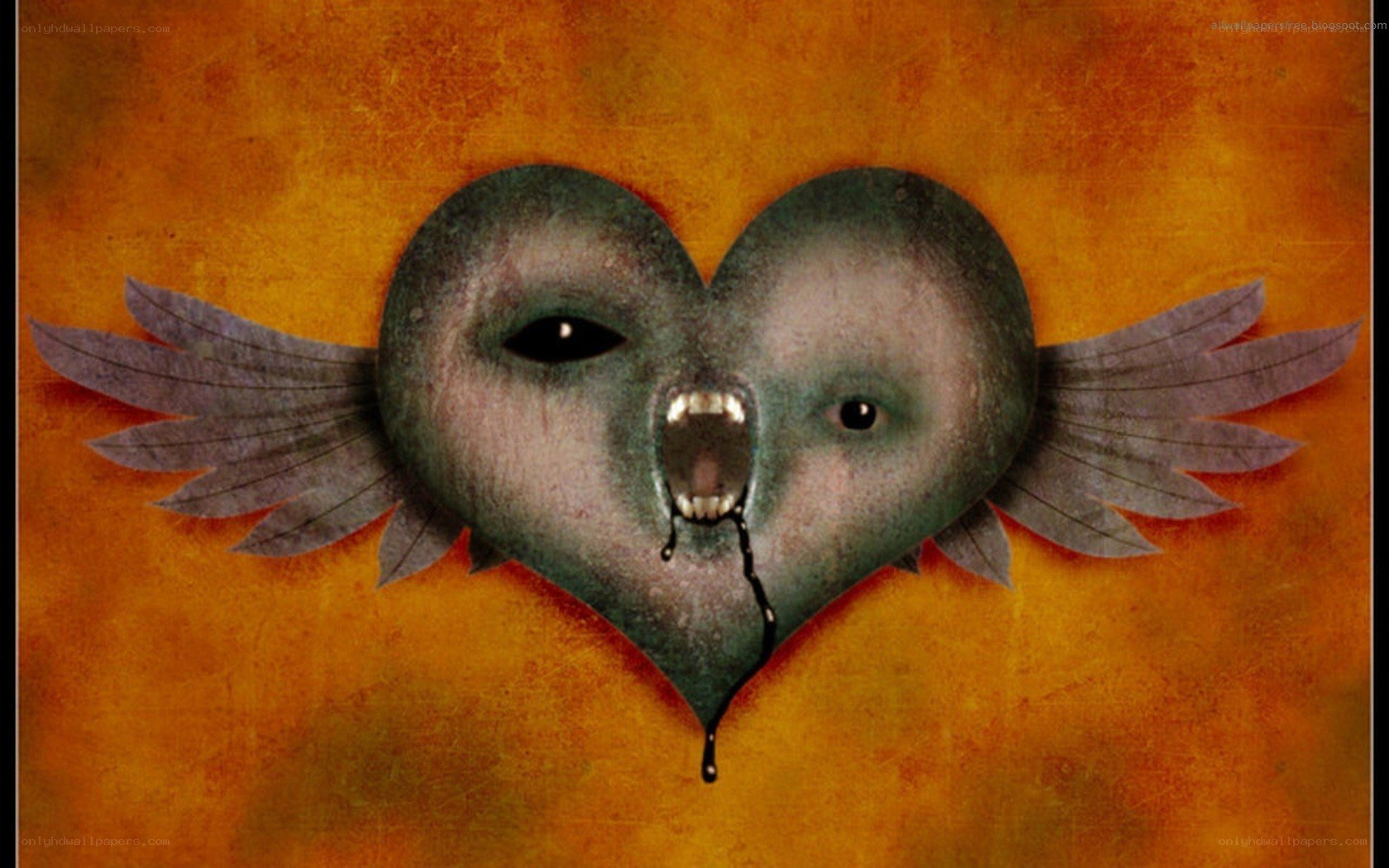 heart with wings and mouth