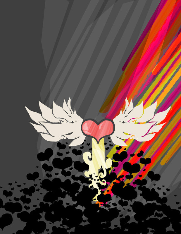 heart with wings and rainbow