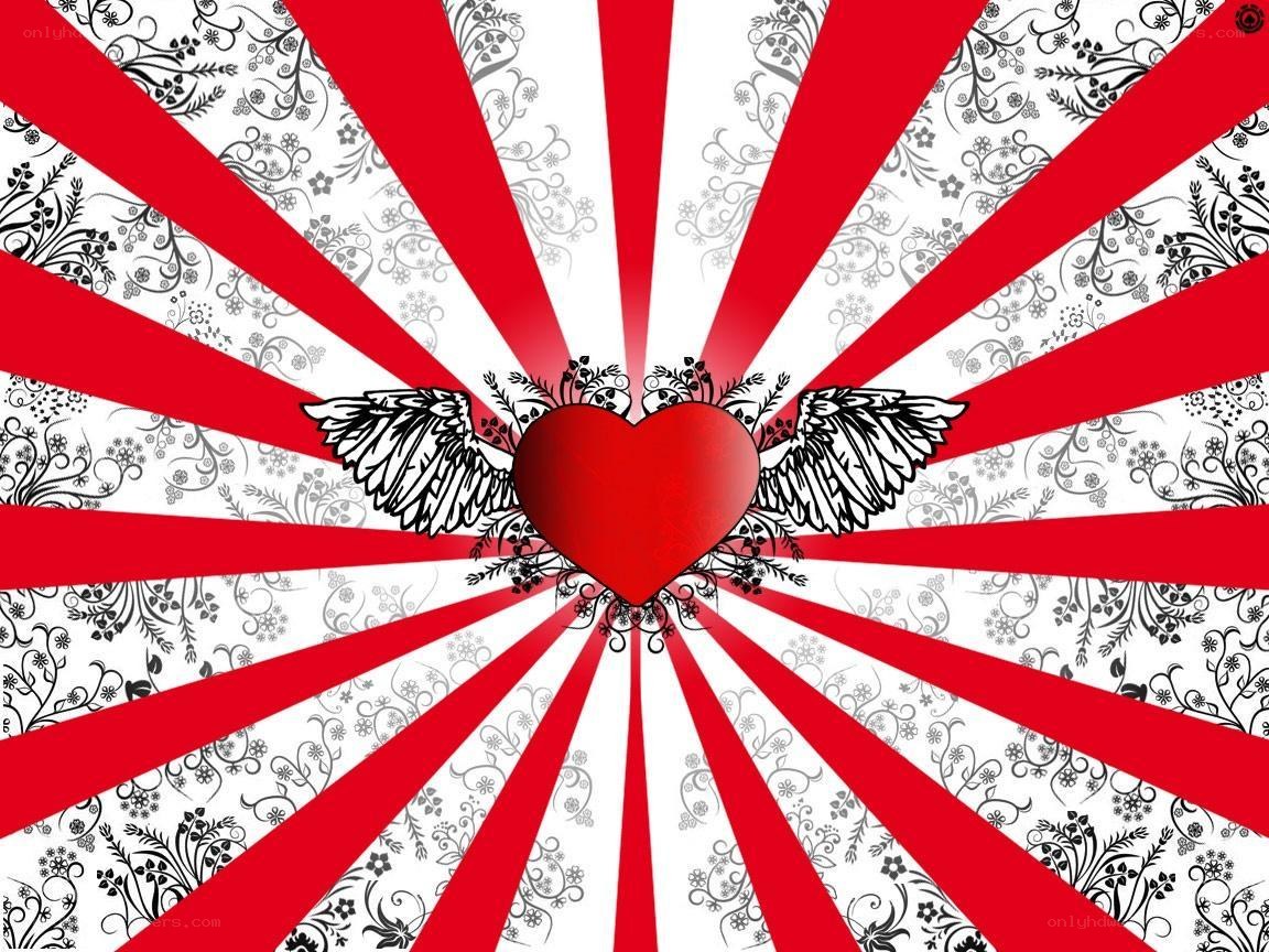 heart with wings and rays