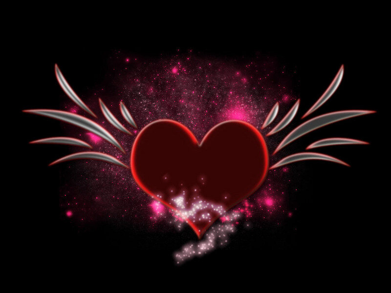 heart with wings and sparkles