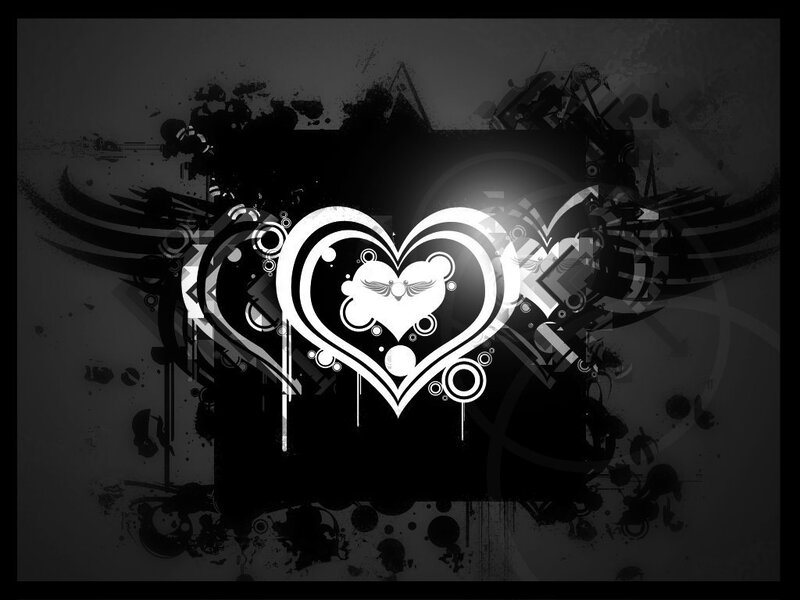 Heart with Wings Design — Black