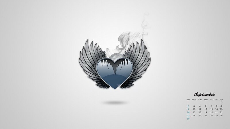 Heart with Wings — Gray, Dramatic