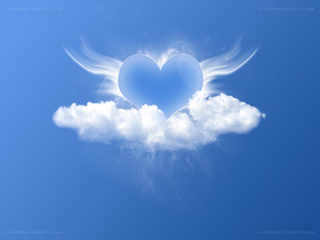 heart with wings on cloud