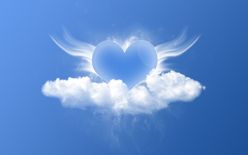 heart with wings on cloud