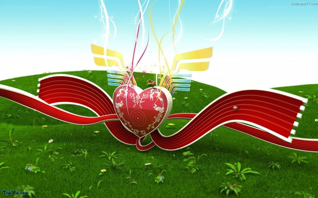heart with wings on grass