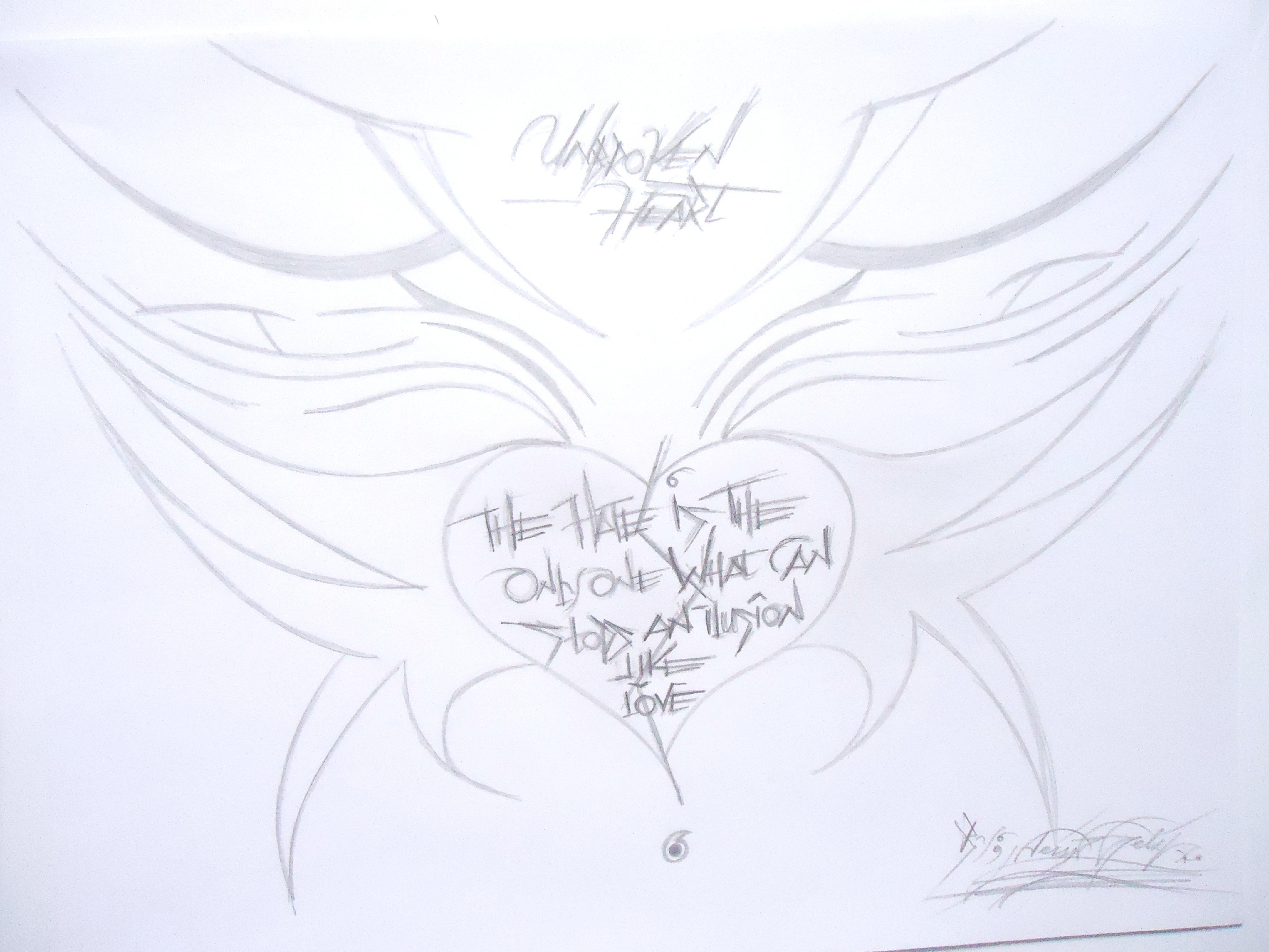 Heart with wings sketch