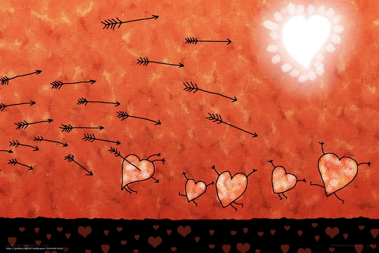 hearts and arrows in the sky