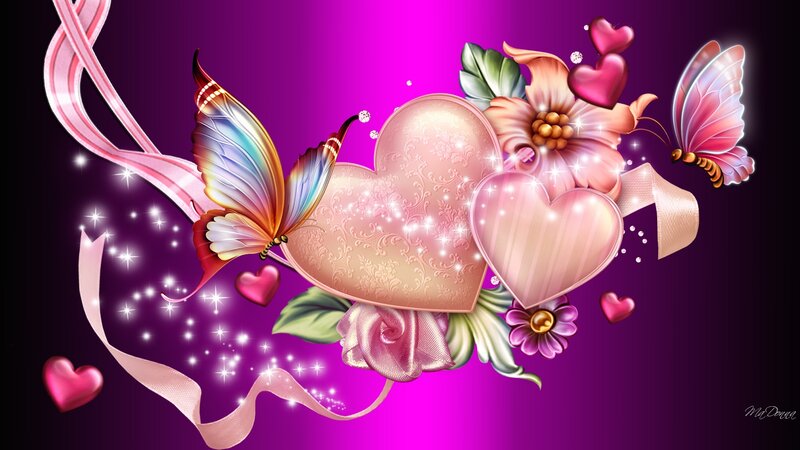 Hearts and Butterflies — Purple