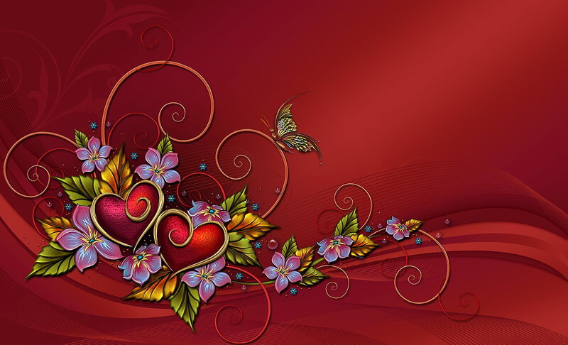 Hearts and Flowers Design — Red