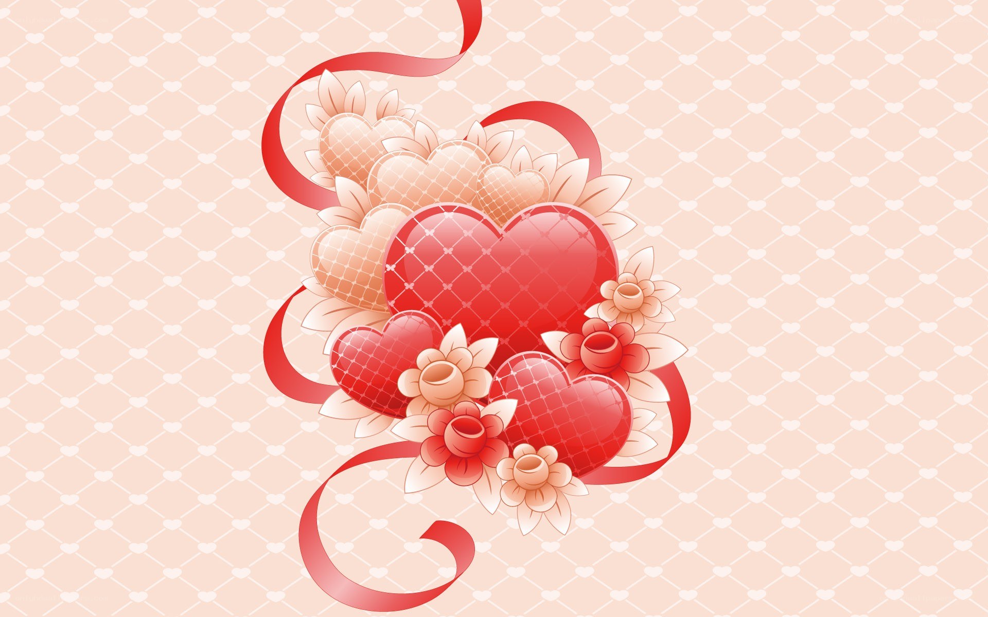 hearts and flowers wallpaper