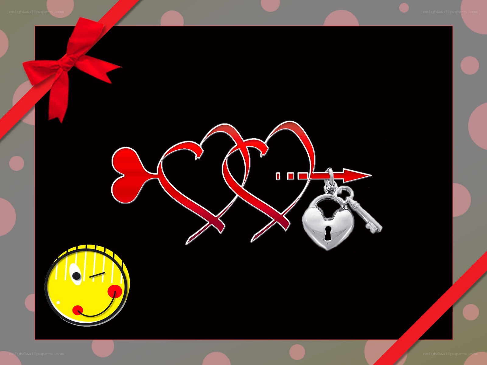 hearts and lock valentine card